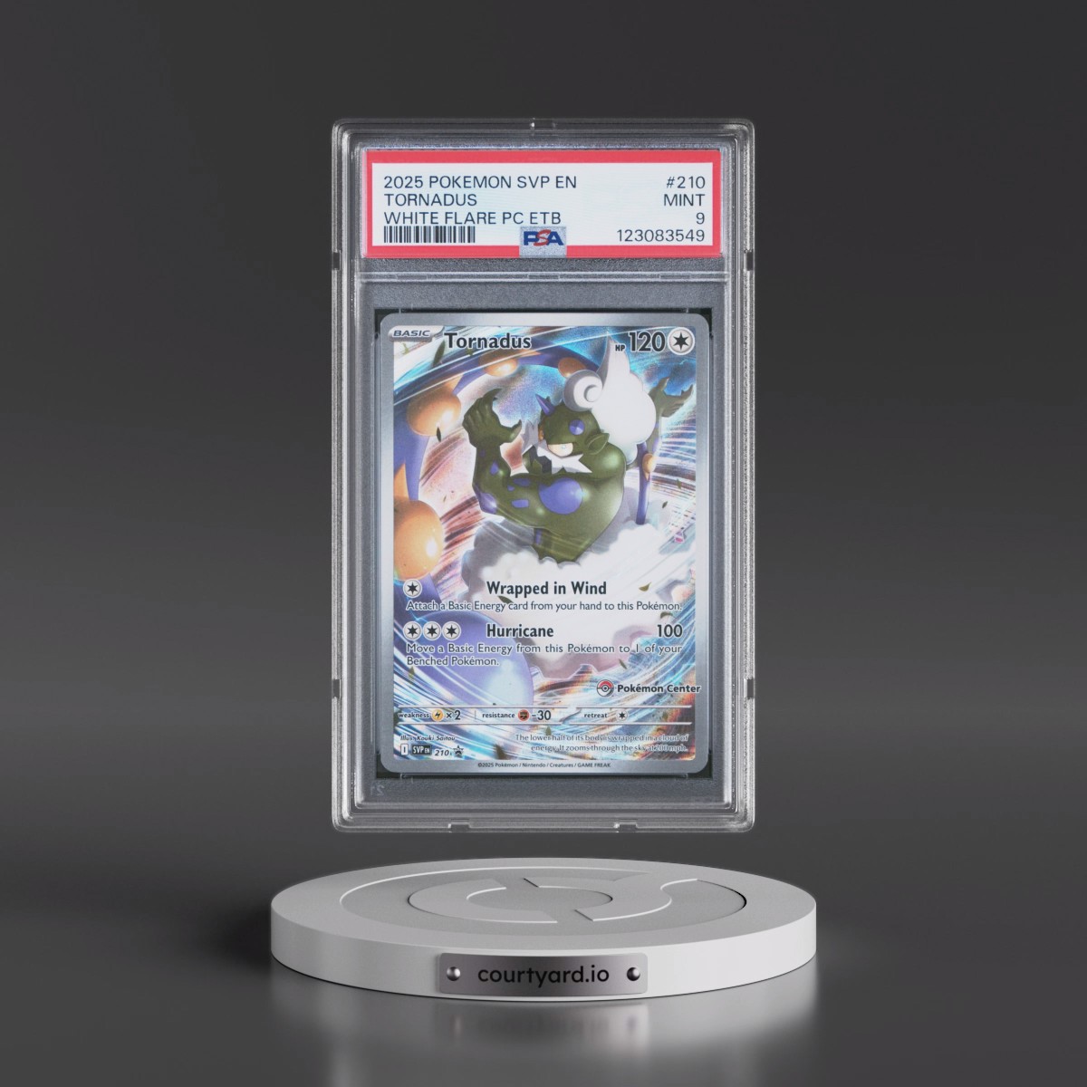 2025 Pokémon Svp EN-SV Black Star Promo #210 Tornadus - White Flare Pokemon Center Elite Trainer Box (PSA 9 MINT)