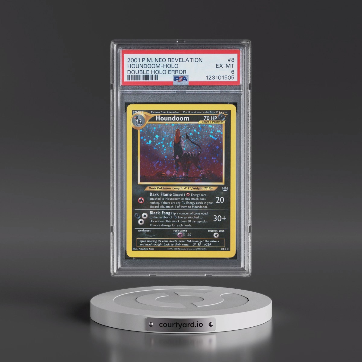 2001 Pokémon Neo Revelation #8 Houndoom - Double Holo Error (PSA 6 EX-MT)