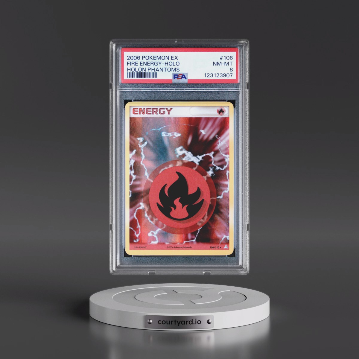 2006 Pokémon EX Holon Phantoms #106 Fire Energy - Holo (PSA 8 NM-MT)