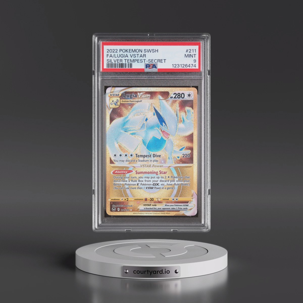 2022 Pokémon Sword & Shield Silver Tempest #211 Lugia Vstar - Full Art Secret (PSA 9 MINT)