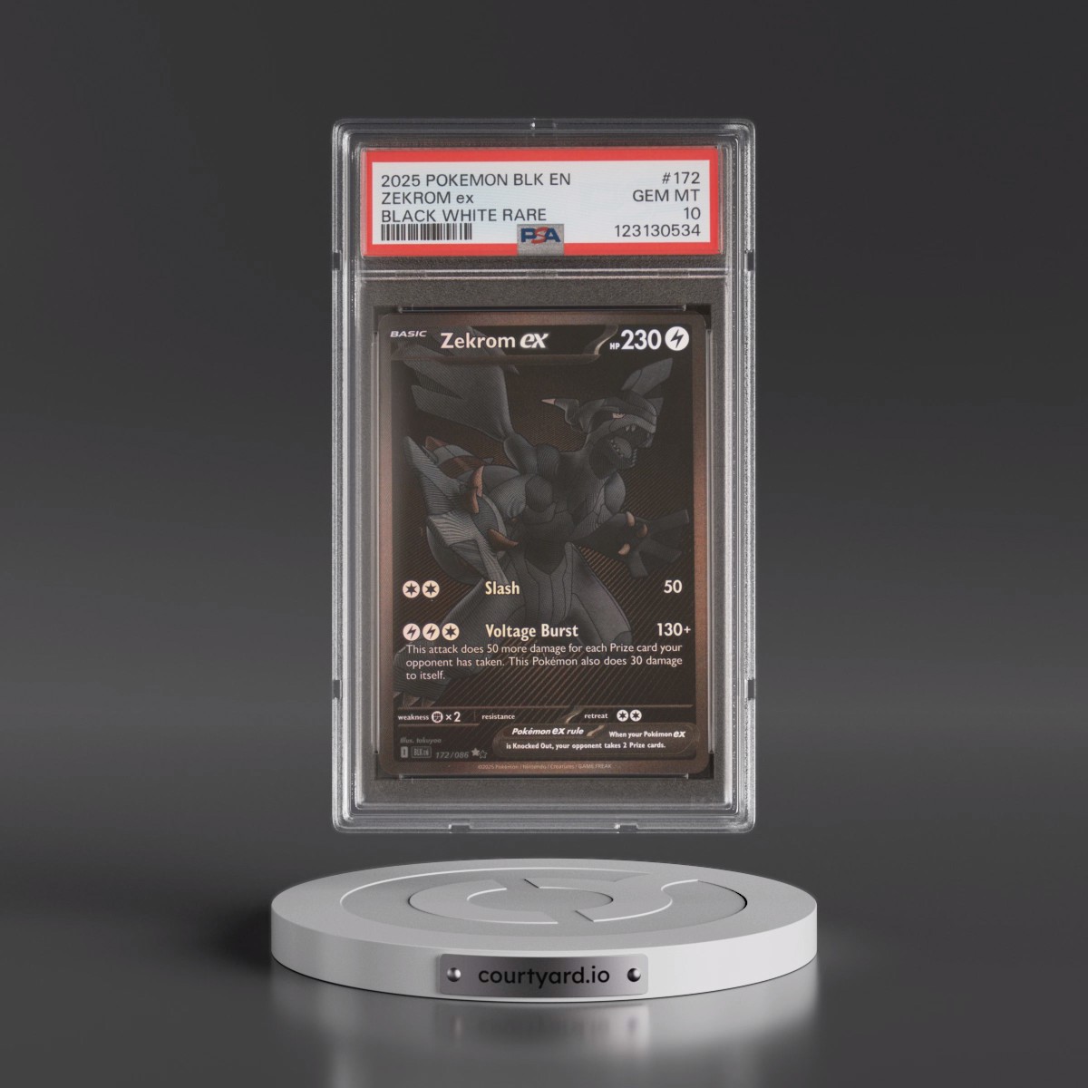 2025 Pokémon Blk EN-Black Bolt #172 Zekrom EX - Holo Black White Rare (PSA 10 GEM MINT)