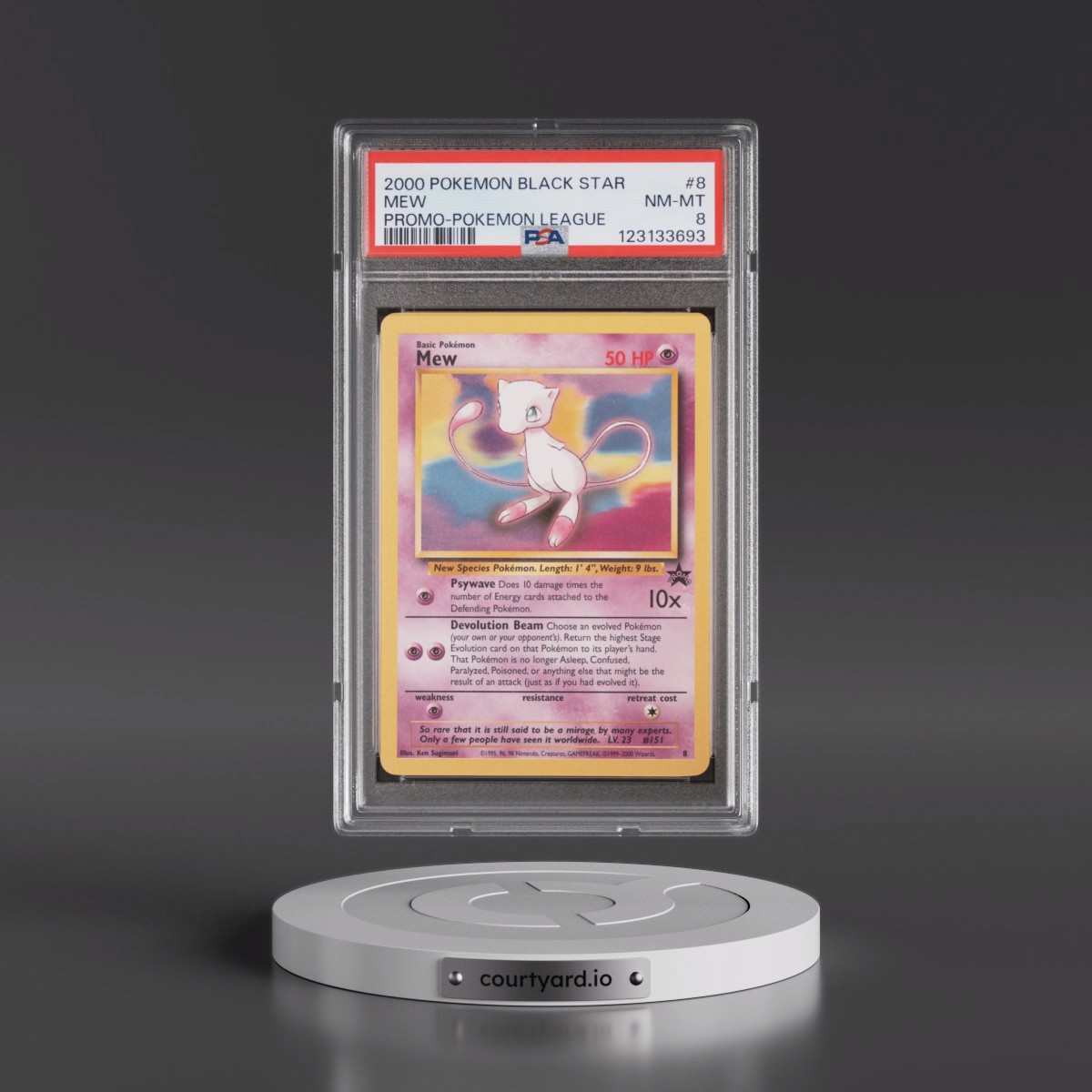 2000 Pokémon Promo Black Star #8 Mew - Pokemon League (PSA 8 NM-MT)