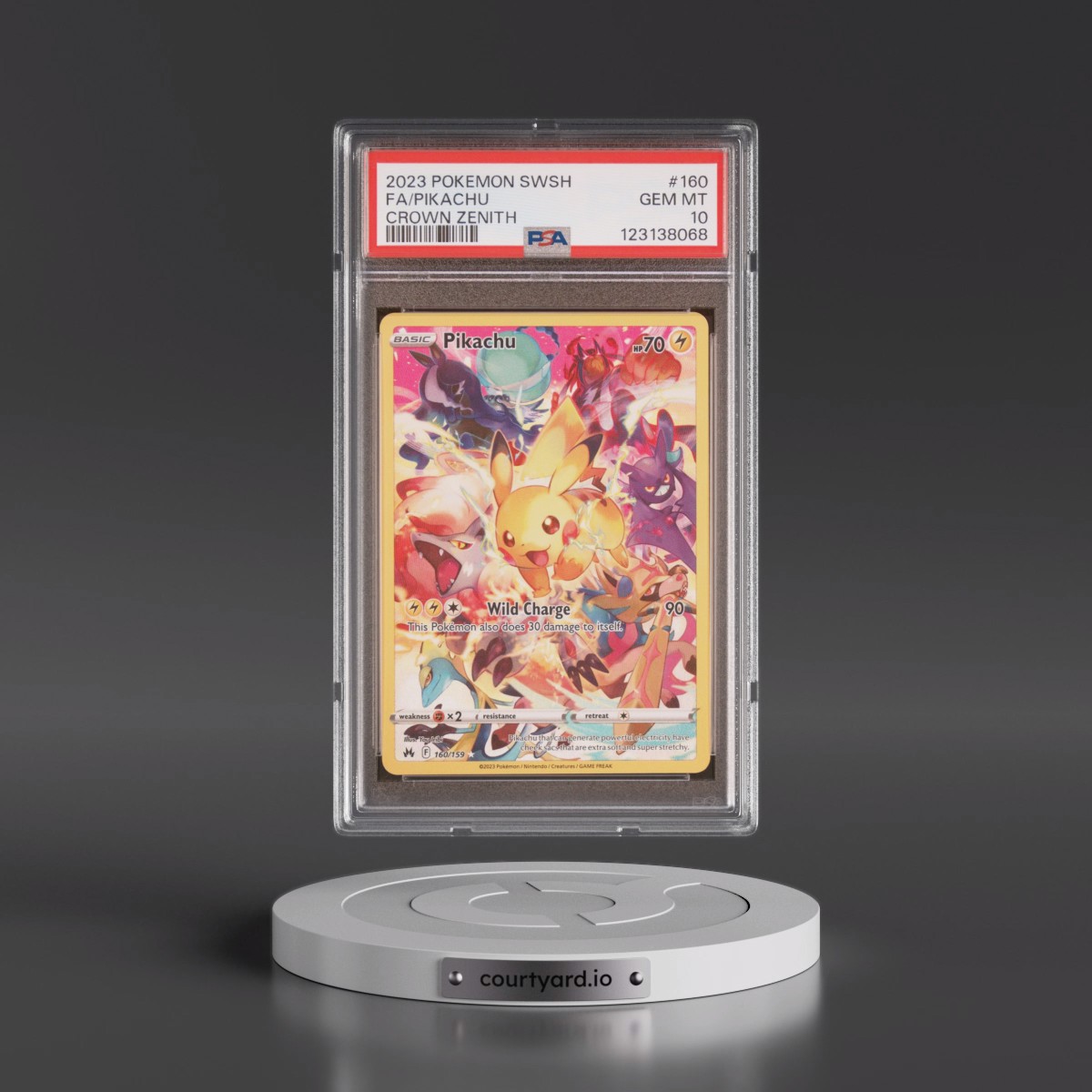 2023 Pokémon Sword and Shield Crown Zenith #160 Pikachu - Full Art (PSA 10 GEM MINT)