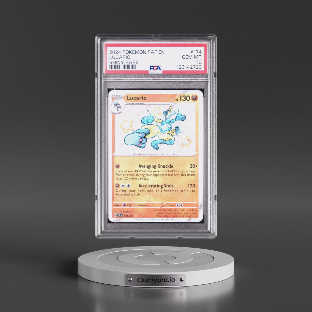 2024 Pokémon Paf EN-Paldean Fates #174 Lucario - Shiny Rare (PSA 10 GEM MINT)