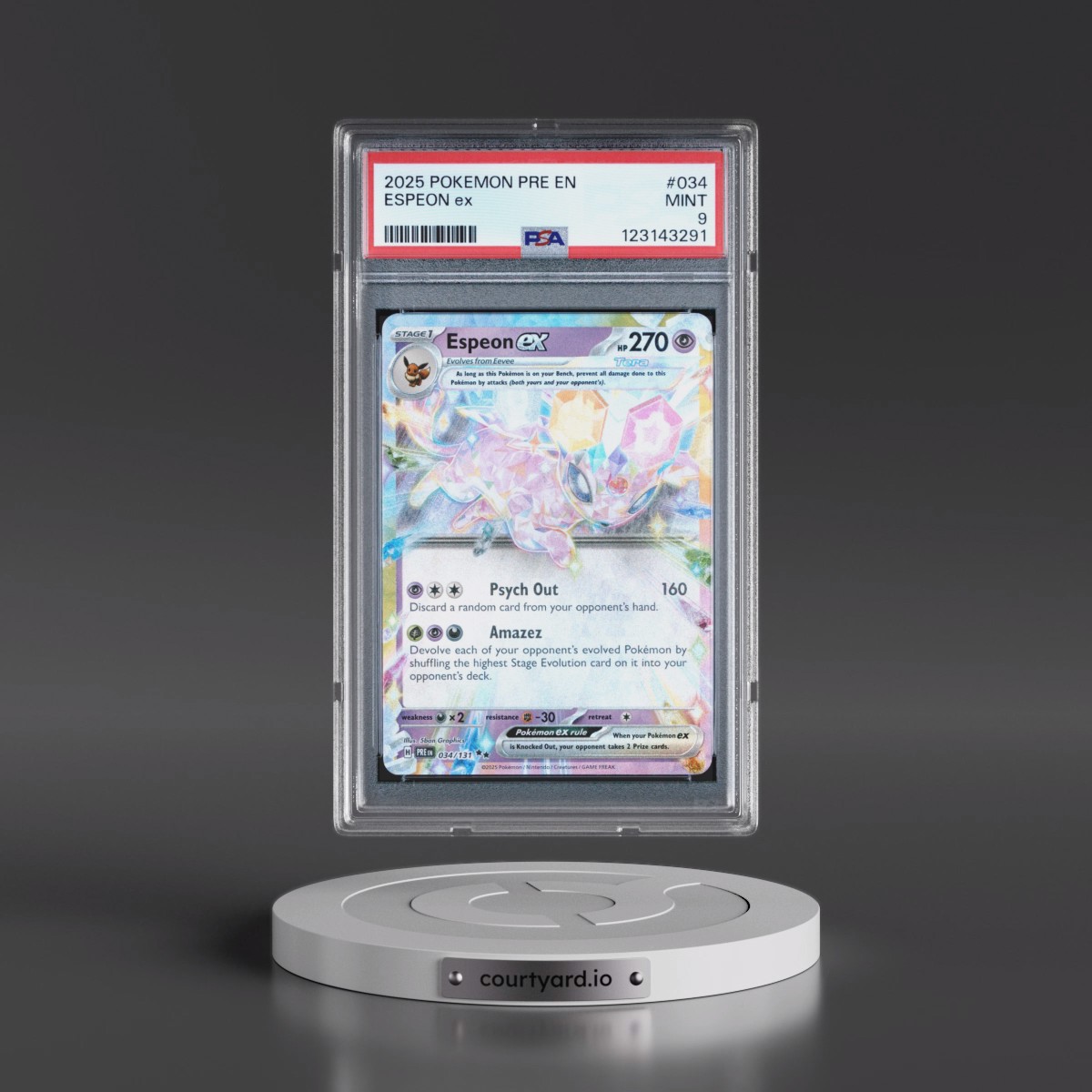 2025 Pokémon Pre EN-Prismatic Evolutions #034 Espeon EX - Holo (PSA 9 MINT)