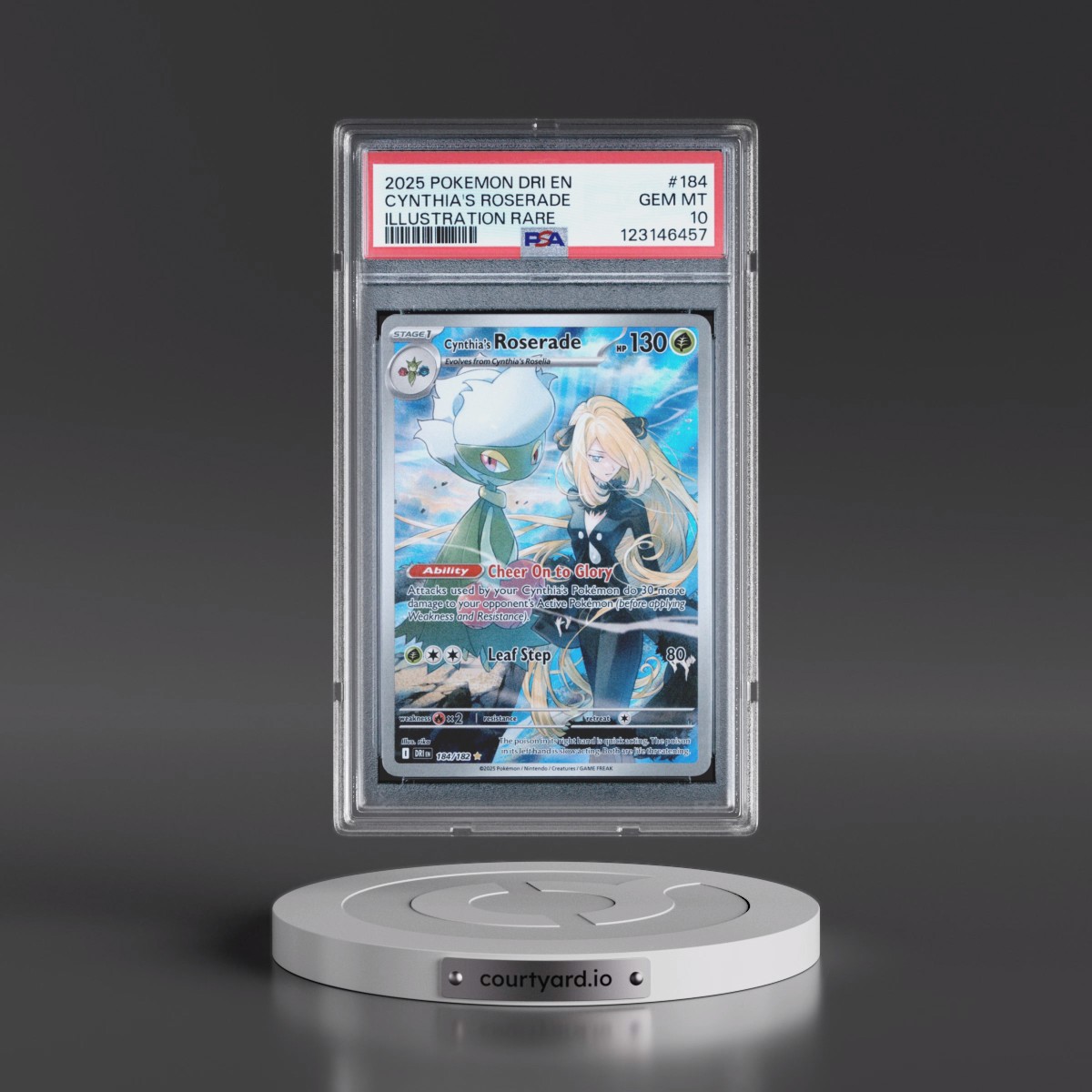 2025 Pokémon Dri EN-Destined Rivals #184 Cynthia's Roserade - Illustration Rare (PSA 10 GEM MINT)