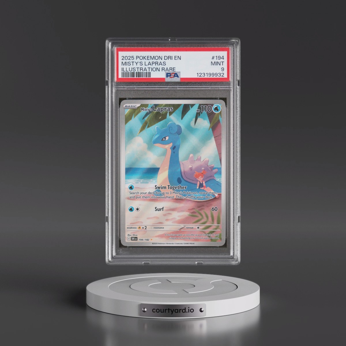 2025 Pokémon Dri EN-Destined Rivals #194 Misty's Lapras - Illustration Rare (PSA 9 MINT)