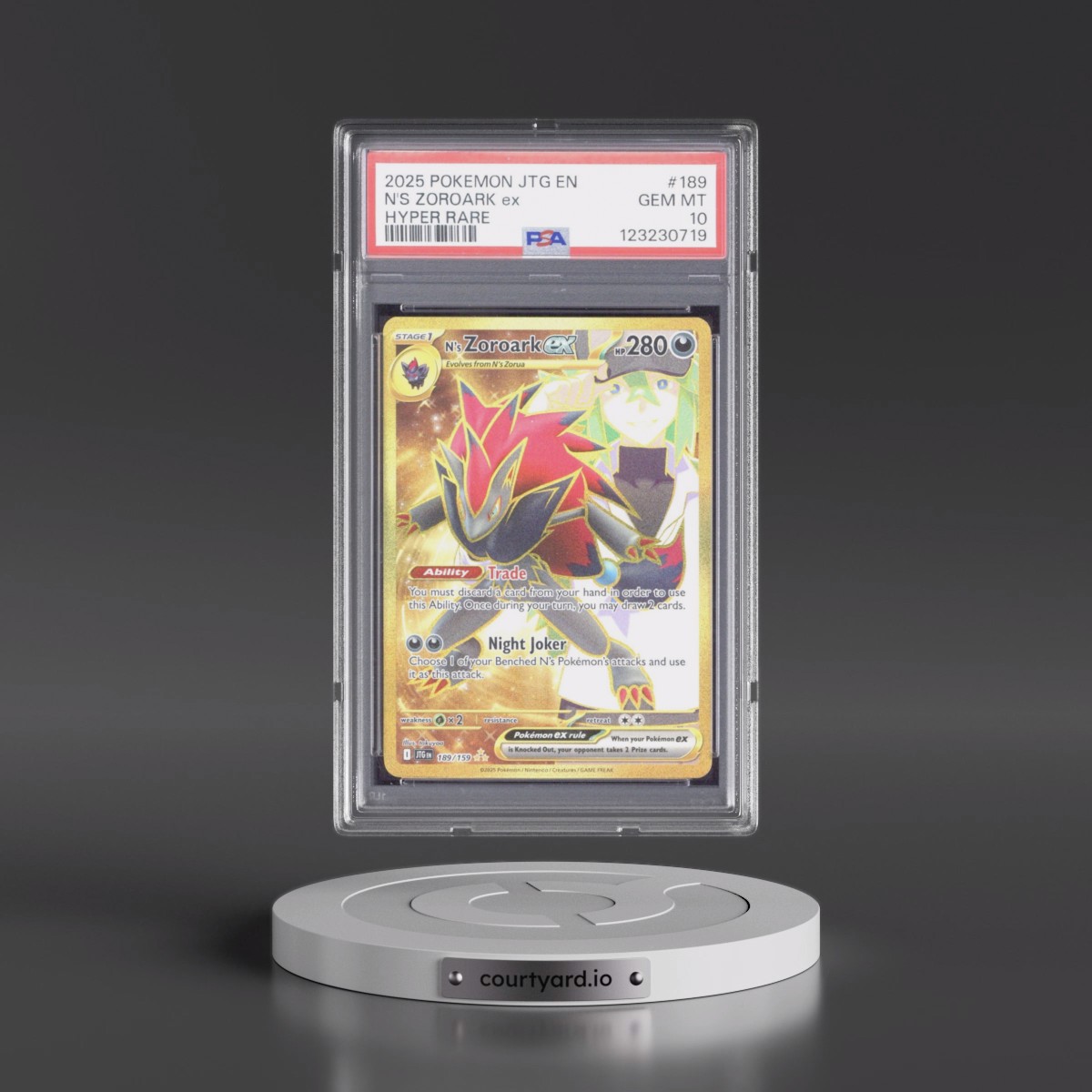 2025 Pokémon Jtg EN-Journey Together #189 N's Zoroark EX - Holo Hyper Rare (PSA 10 GEM MINT)
