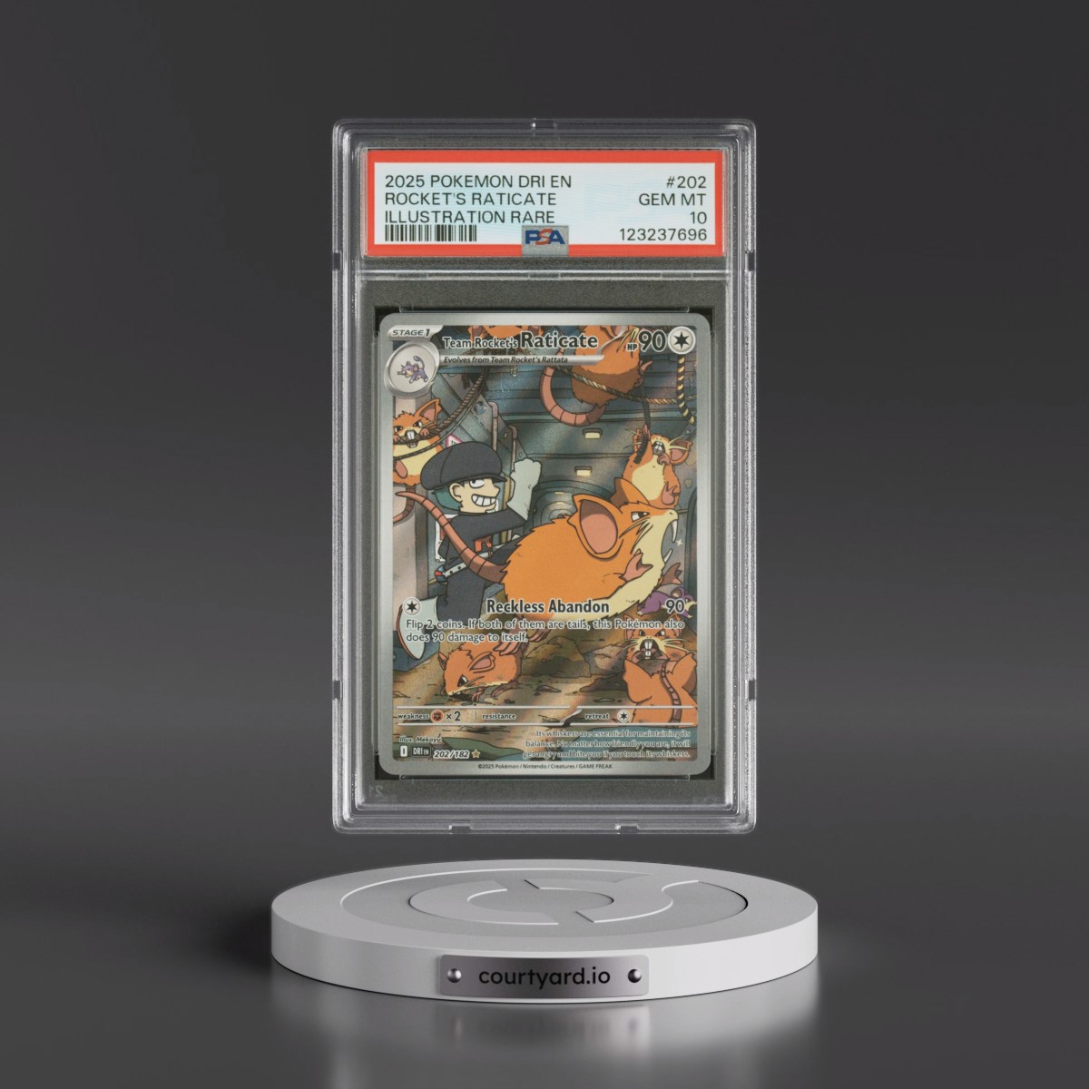 2025 Pokémon Dri EN-Destined Rivals #202 Team Rocket's Raticate - Illustration Rare (PSA 10 GEM MINT)