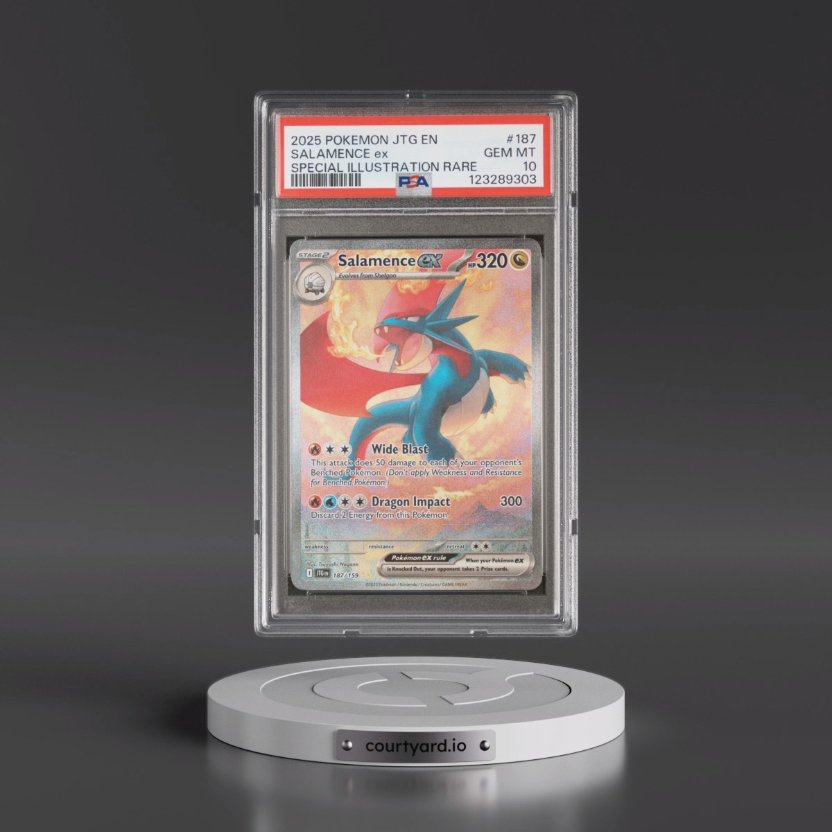 2025 Pokémon Jtg EN-Journey Together #187 Salamence EX - Holo Special Illustration Rare (PSA 10 GEM MINT)