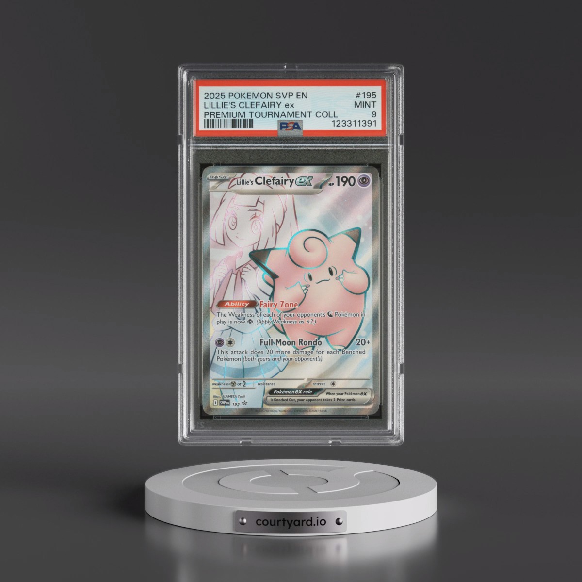 2025 Pokémon Svp EN-SV Black Star Promo #195 Lillie's Clefairy EX - Holo Lillie Premium Tournament Collection (PSA 9 MINT)