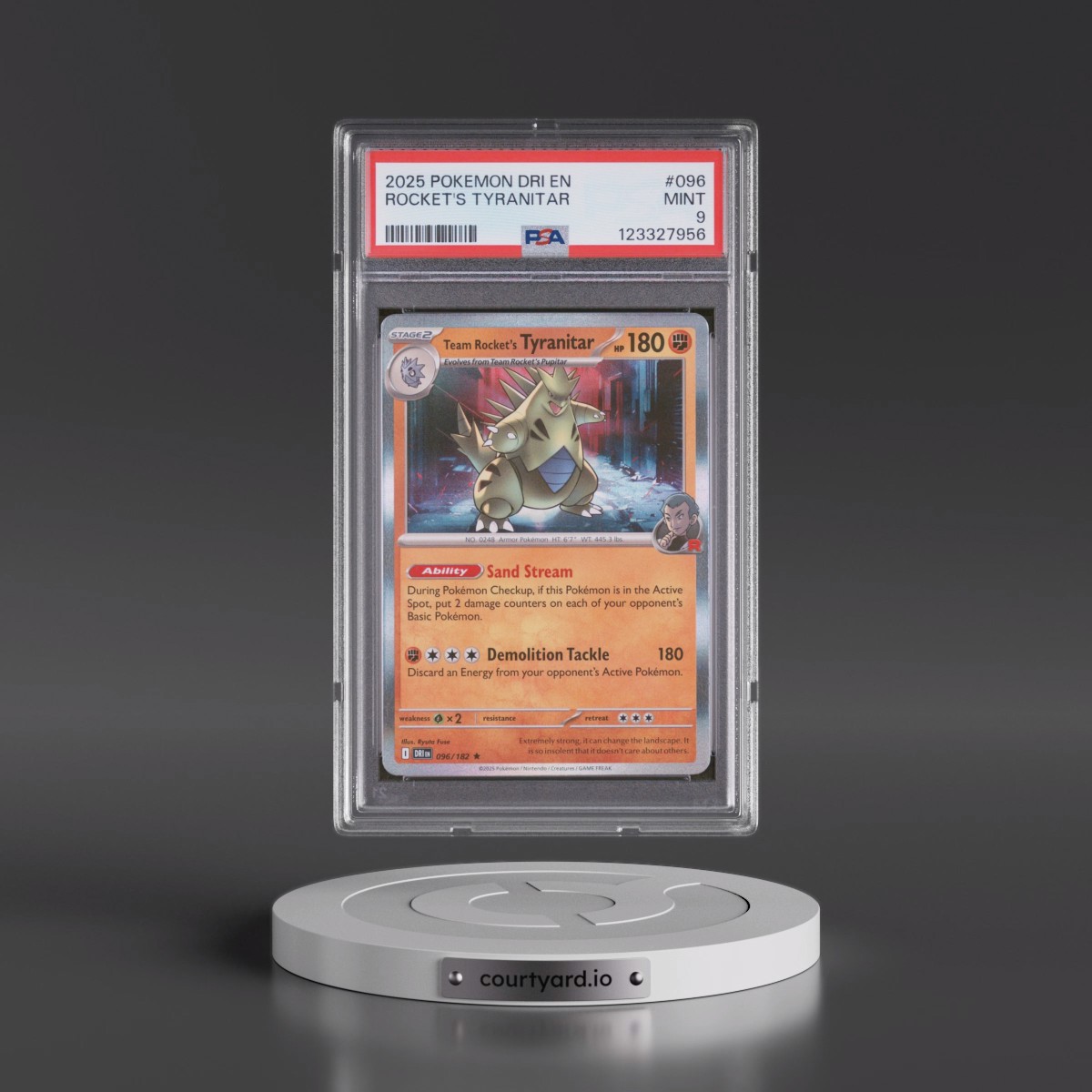 2025 Pokémon Dri EN-Destined Rivals #096 Team Rocket's Tyranitar (PSA 9 MINT)