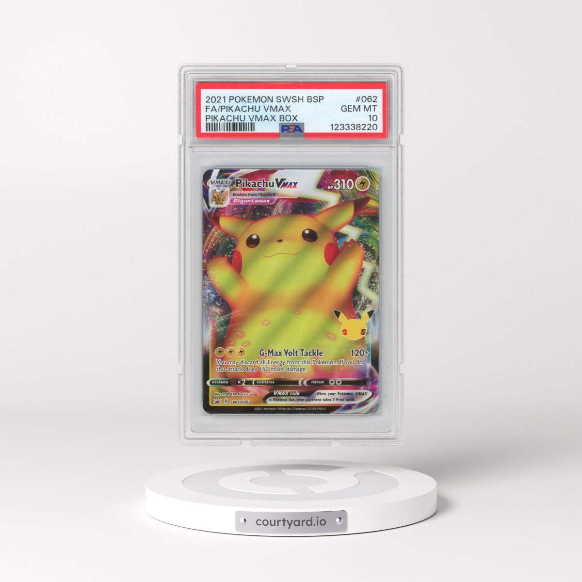 2021 Pokémon Swsh Black Star Promo #062 Pikachu Vmax - Full Art Pikachu Vmax Box (PSA 10 GEM MINT)