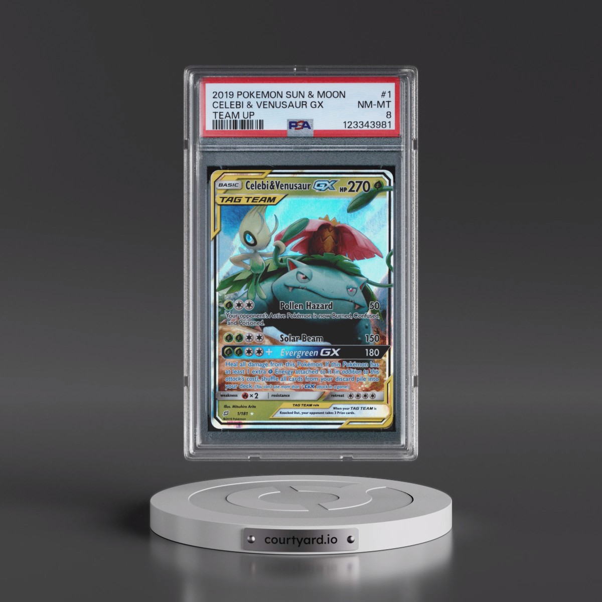 2019 Pokémon Sun & Moon Team Up #1 Celebi & Venusaur GX - Holo (PSA 8 NM-MT)