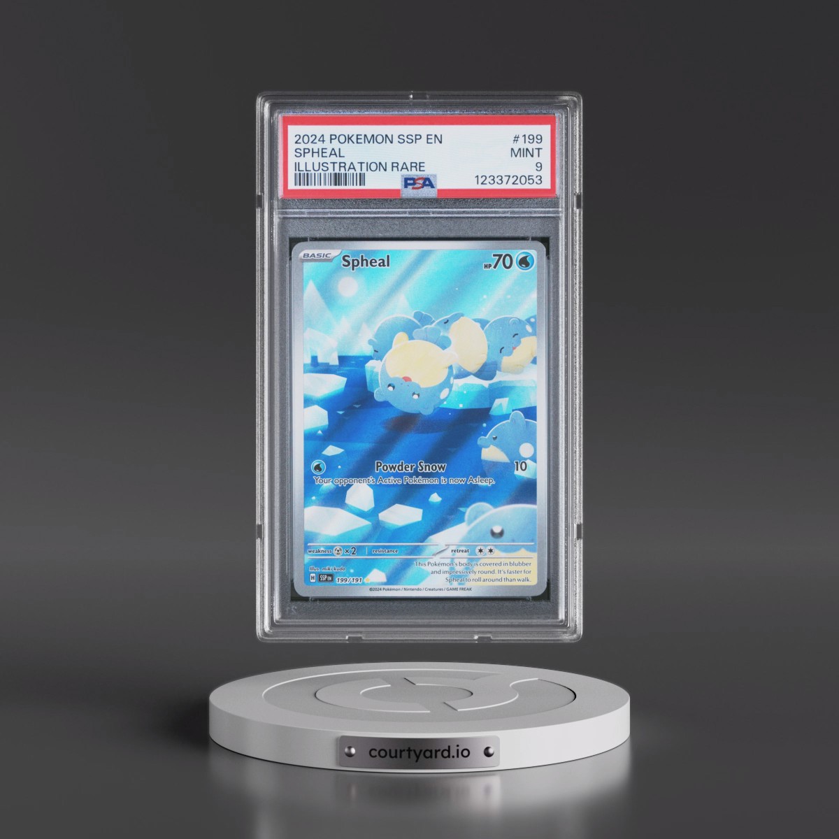 2024 Pokémon Ssp EN-Surging Sparks #199 Spheal - Illustration Rare (PSA 9 MINT)