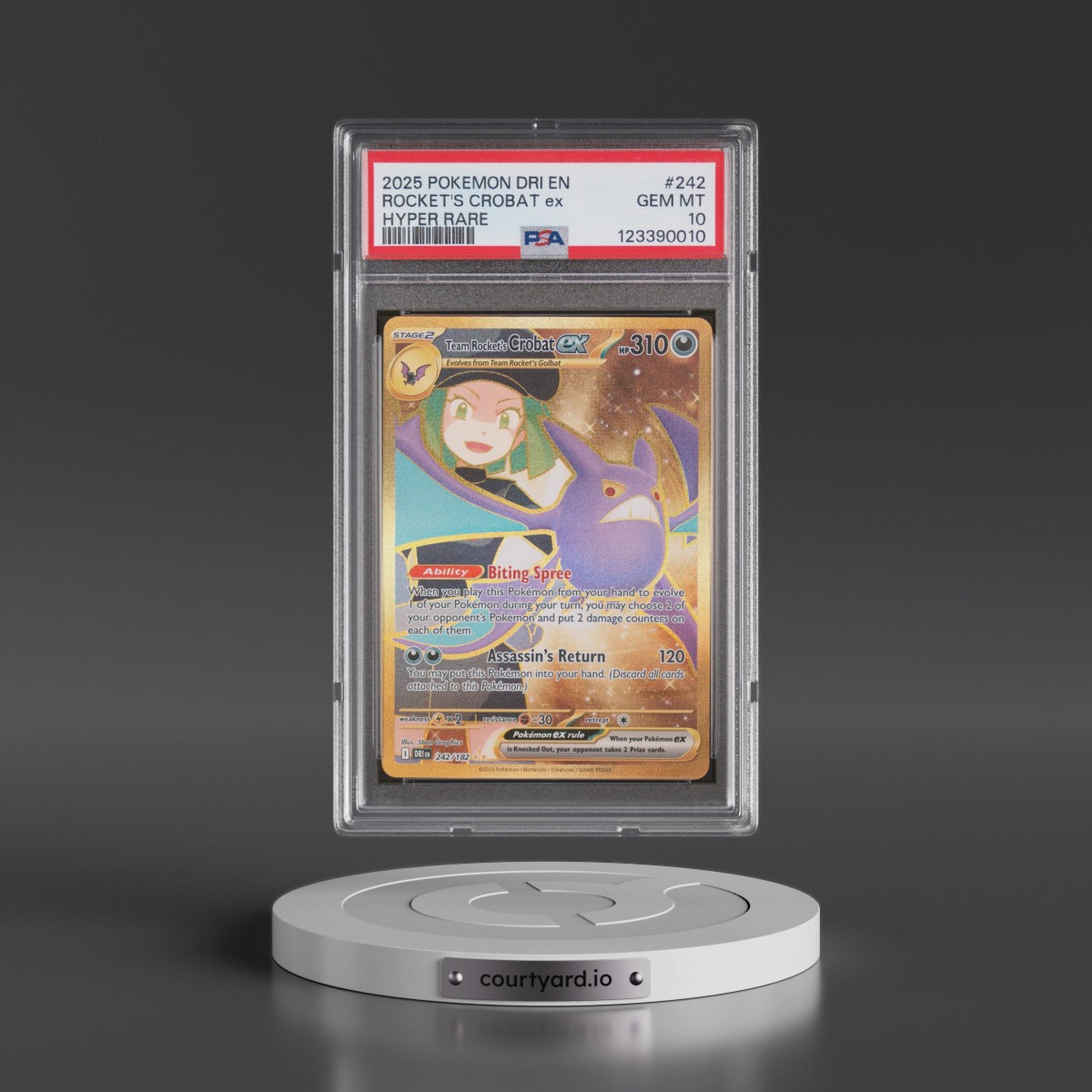 2025 Pokémon Dri EN-Destined Rivals #242 Team Rocket's Crobat EX - Holo Hyper Rare (PSA 10 GEM MINT)
