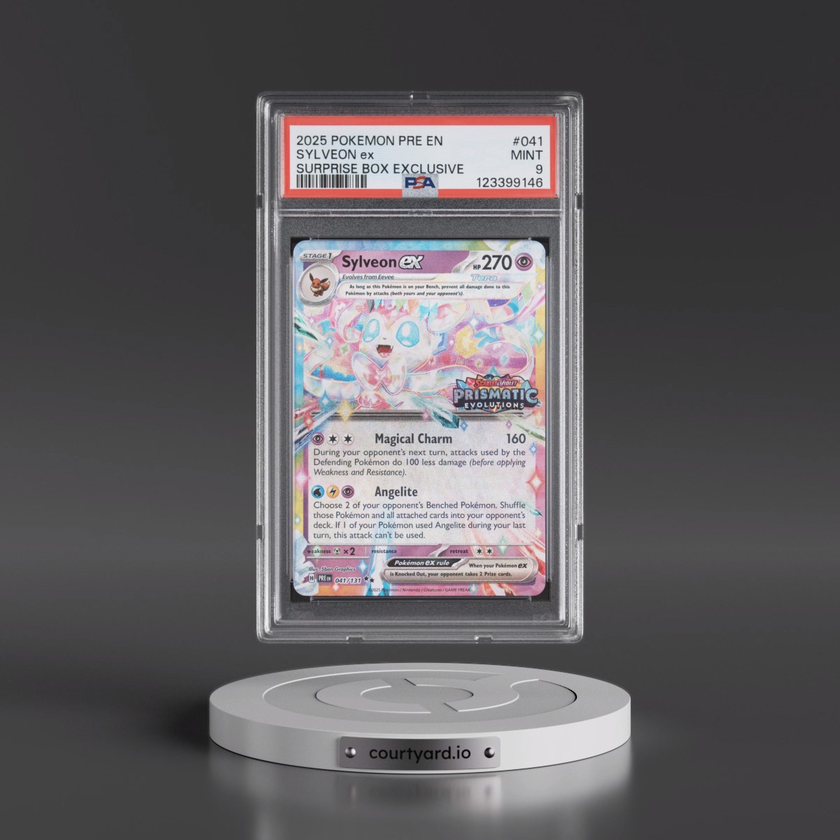 2025 Pokémon Pre EN-Prismatic Evolutions #041 Sylveon EX - Holo Surprise Box Exclusive (PSA 9 MINT)