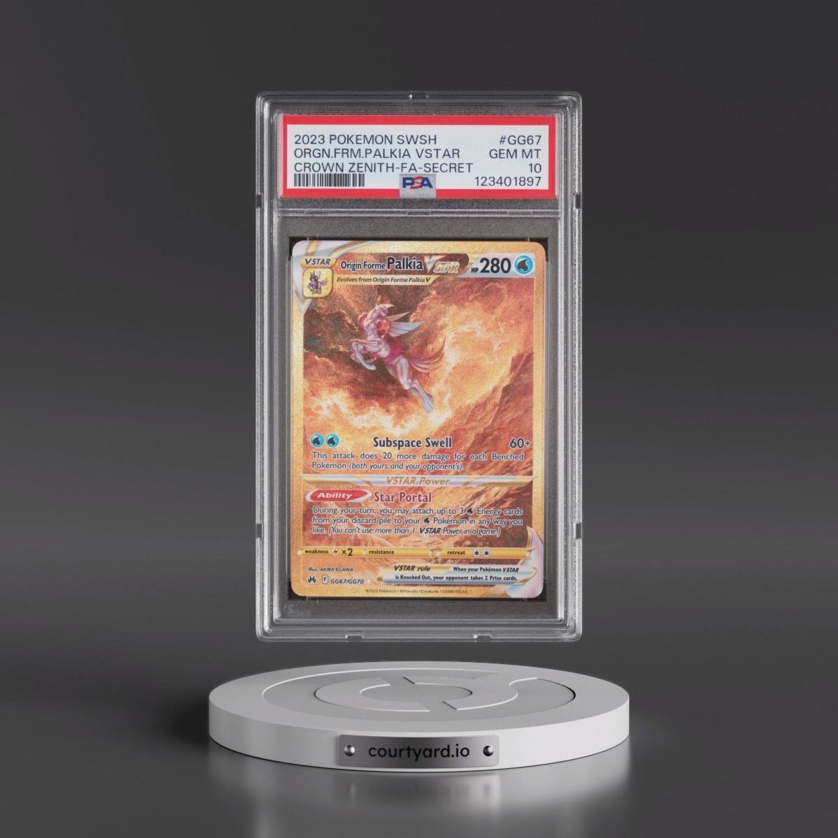 2023 Pokémon Sword and Shield Crown Zenith #GG67 Origin Forme Palkia Vstar - Full Art Secret (PSA 10 GEM MINT)