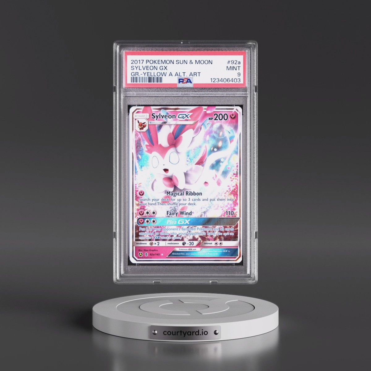 2017 Pokémon Sun & Moon Guardians Rising #92a Sylveon GX - Holo Yellow A Alternate Art (PSA 9 MINT)