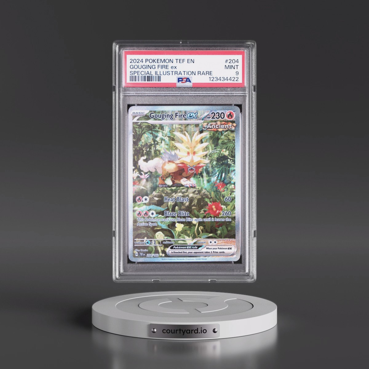2024 Pokémon Tef EN-Temporal Forces #204 Gouging Fire EX - Holo Special Illustration Rare (PSA 9 MINT)