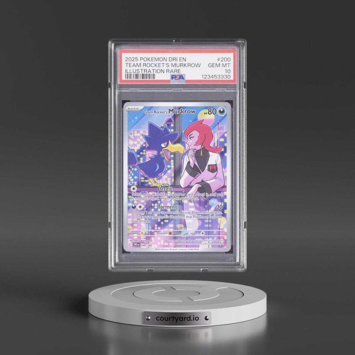 2025 Pokémon Dri EN-Destined Rivals #200 Team Rocket's Murkrow - Illustration Rare (PSA 10 GEM MINT)