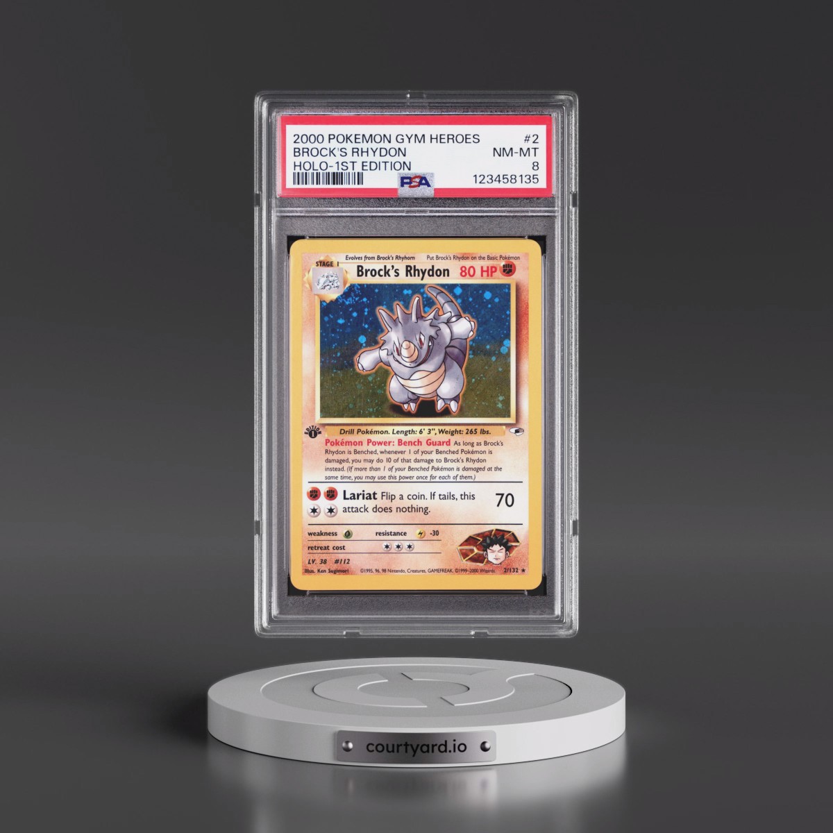 2000 Pokémon Gym Heroes #2 Brock's Rhydon - 1st Edition Holo (PSA 8 NM-MT)