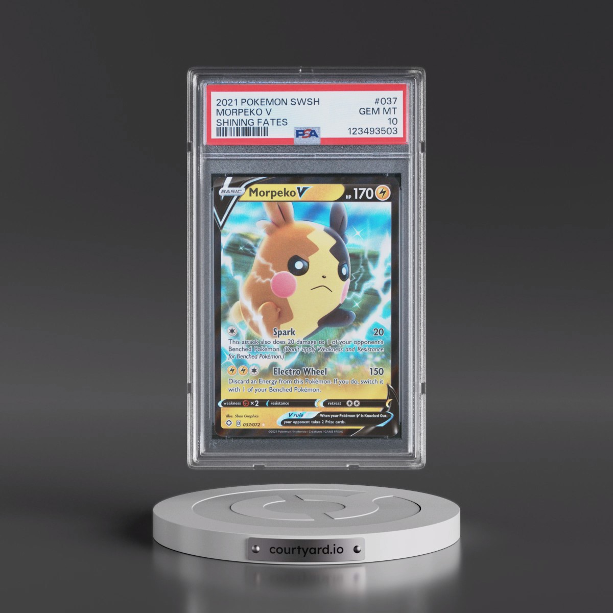 2021 Pokémon Sword & Shield Shining Fates #037 Morpeko V - Holo (PSA 10 GEM MINT)