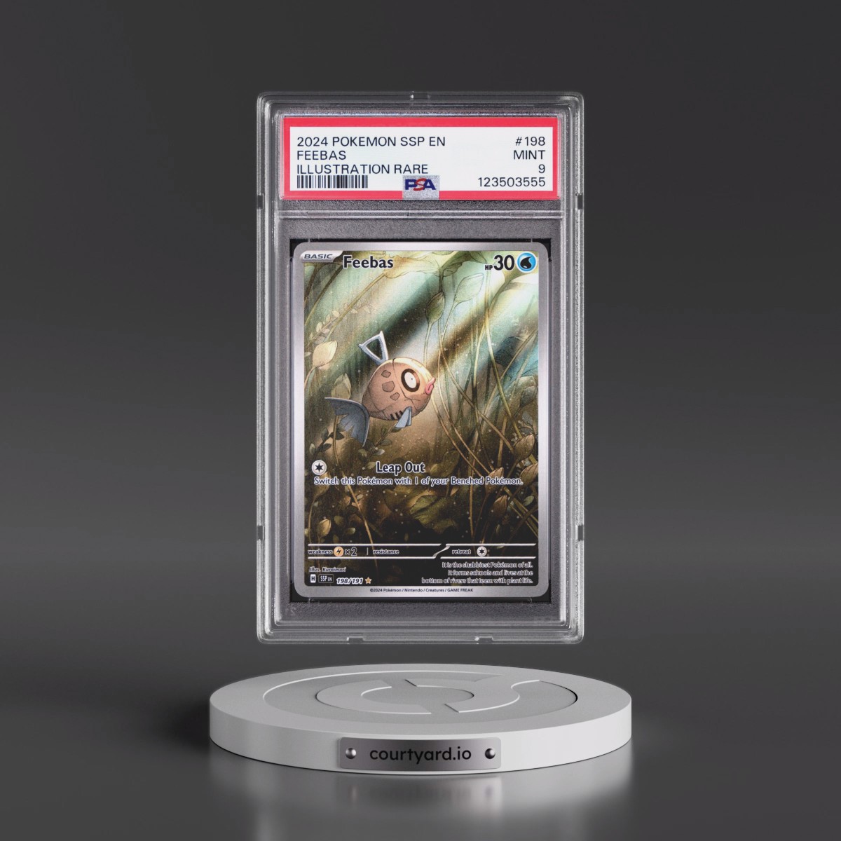 2024 Pokémon Ssp EN-Surging Sparks #198 Feebas - Illustration Rare (PSA 9 MINT)