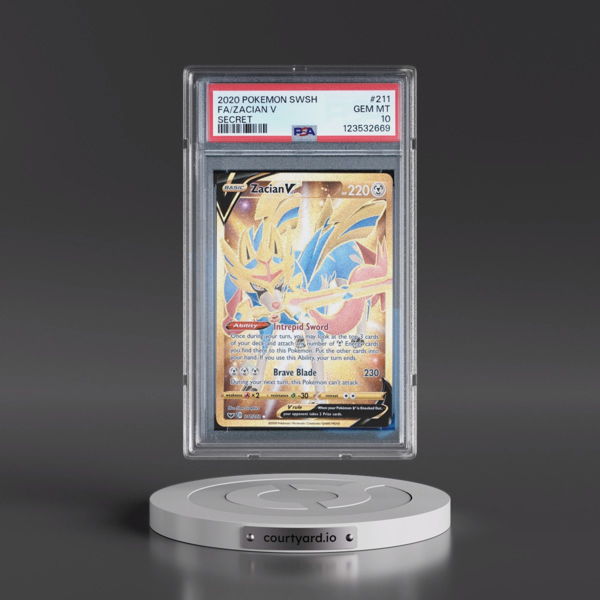 2020 Pokémon Sword & Shield #211 Zacian V - Holo Full Art Secret (PSA 10 GEM MINT)