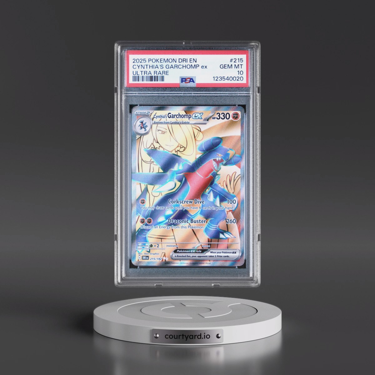 2025 Pokémon Dri EN-Destined Rivals Cynthia's Garchomp EX - Holo Ultra Rare #215 PSA 10