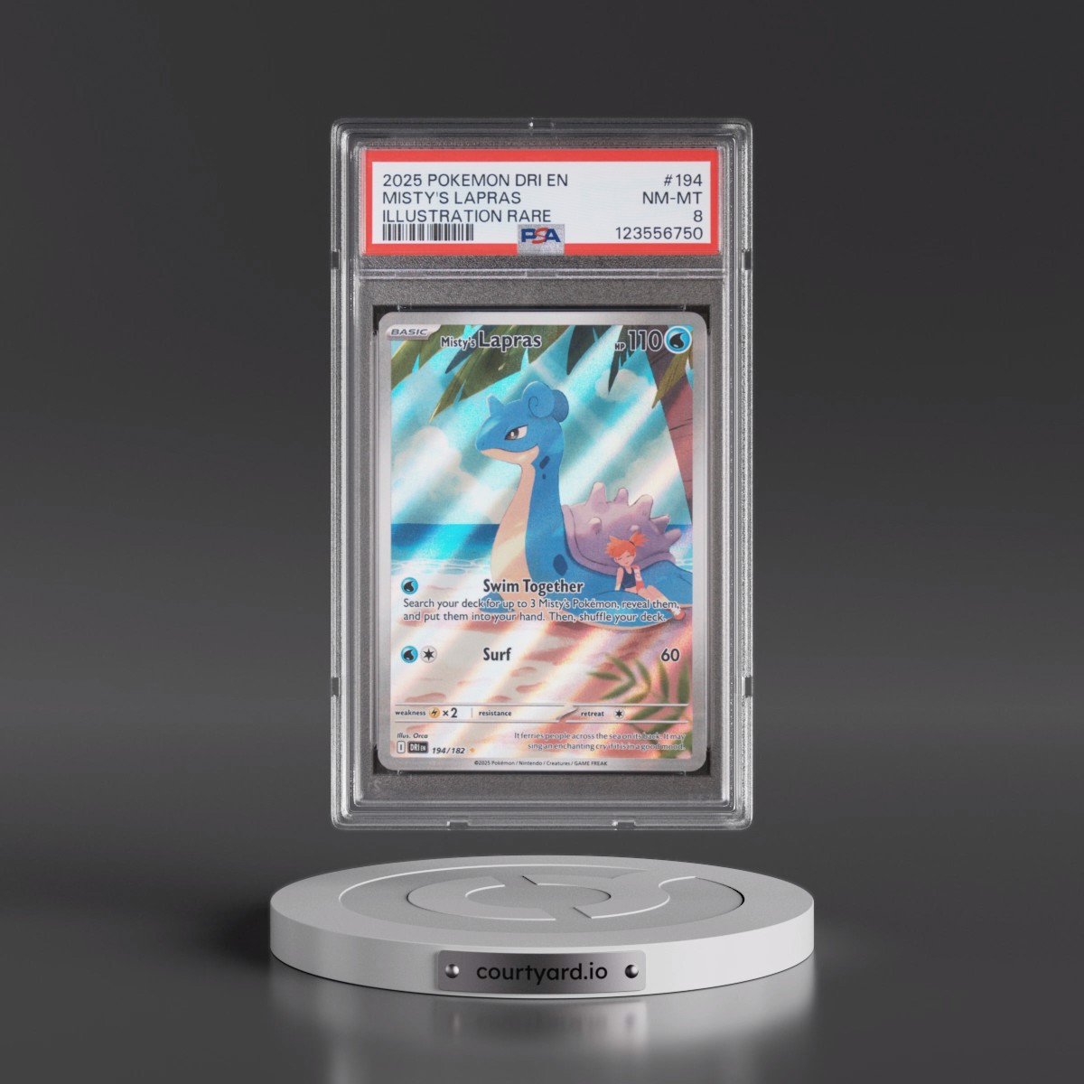 2025 Pokémon Dri EN-Destined Rivals #194 Misty's Lapras - Illustration Rare (PSA 8 NM-MT)