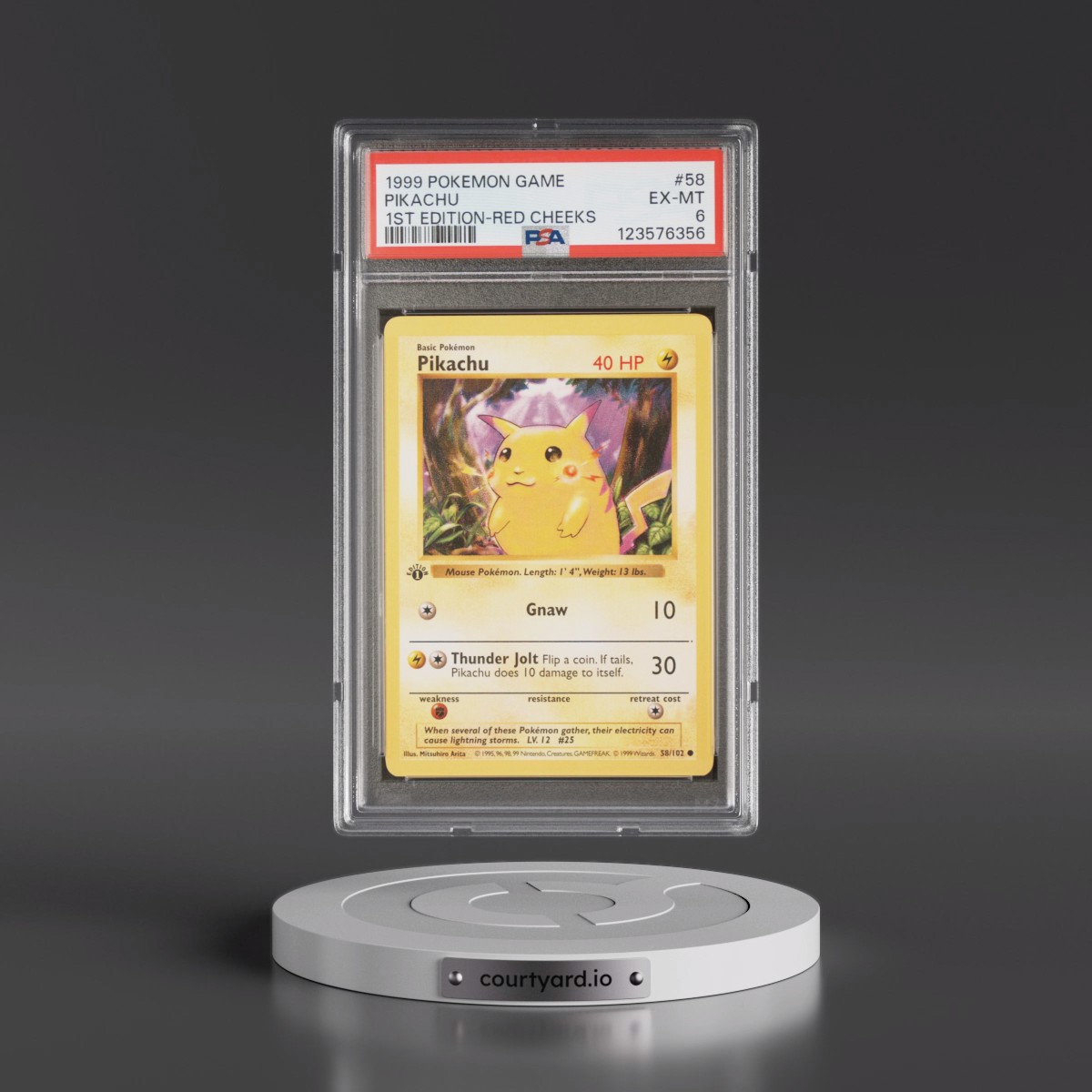 1999 Pokémon Game Pikachu - 1st Edition Red Cheeks #58 PSA 6
