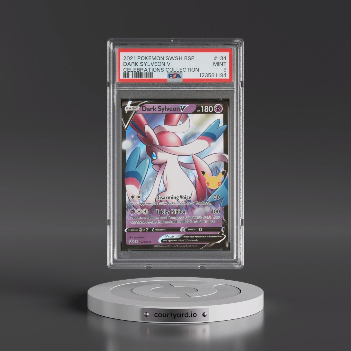 2021 Pokémon Swsh Black Star Promo #134 Dark Sylveon V - Holo Celebrations Collection (PSA 9 MINT)