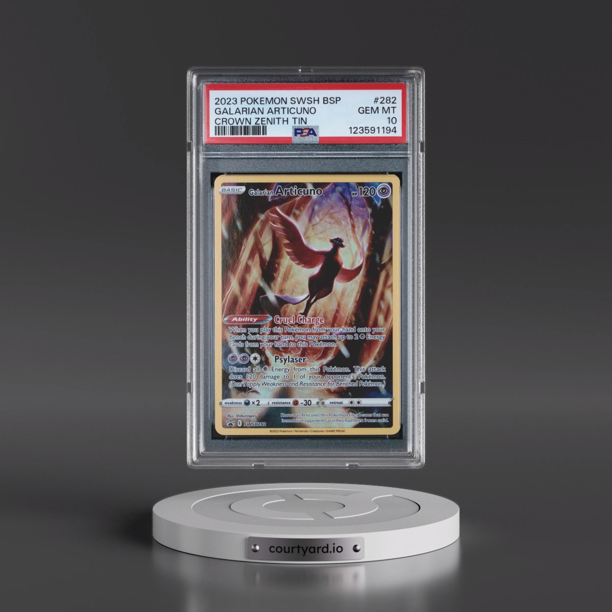 2023 Pokémon Swsh Black Star Promo #282 Galarian Articuno - Crown Zenith Tins (PSA 10 GEM MINT)