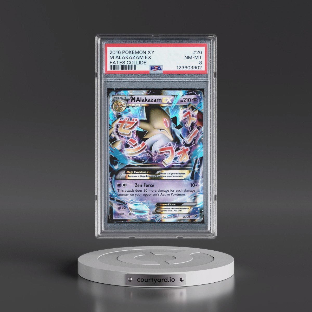2016 Pokémon XY Fates Collide #26 M Alakazam EX - Holo (PSA 8 NM-MT)