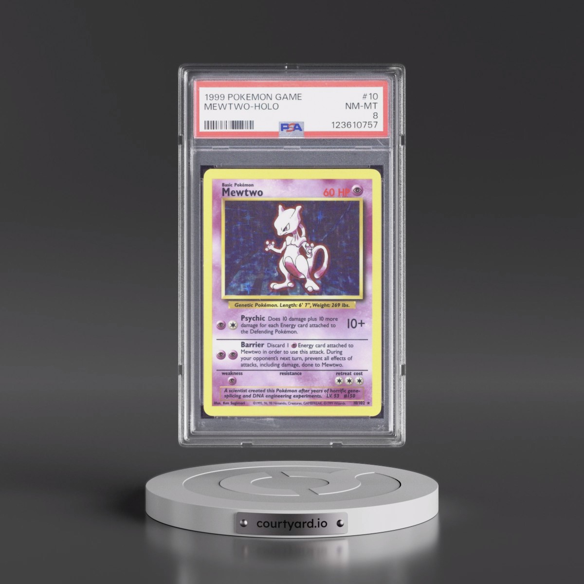 1999 Pokémon Game #10 Mewtwo - Holo (PSA 8 NM-MT)