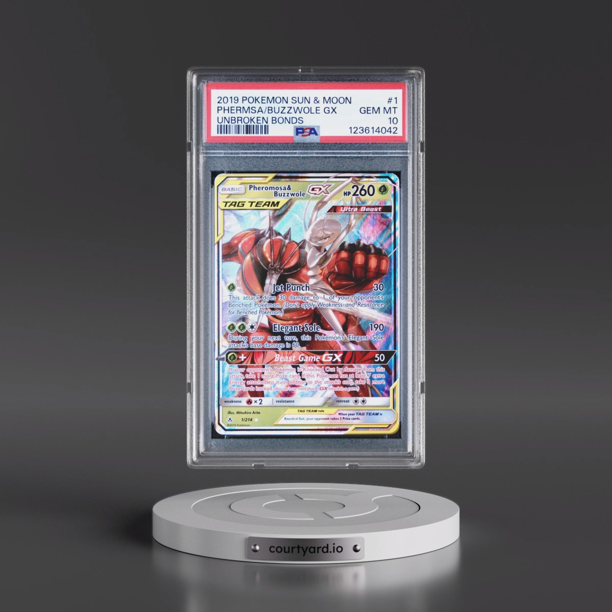 2019 Pokémon Sun & Moon Unbroken Bonds #1 Pheromosa & Buzzwole GX - Holo (PSA 10 GEM MINT)