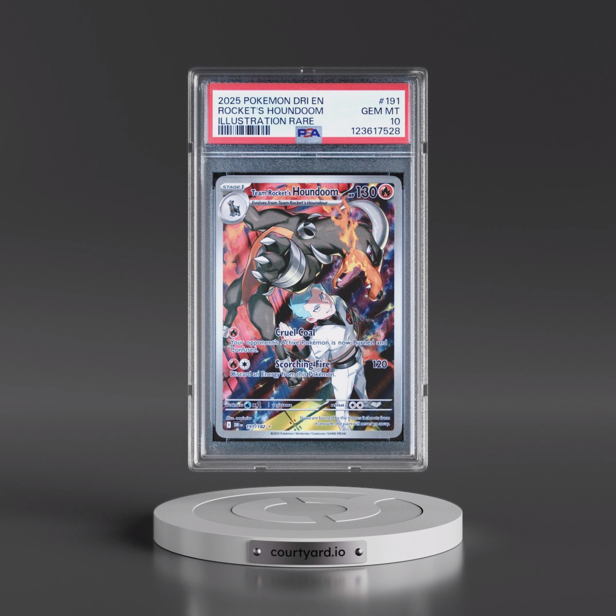 2025 Pokémon Dri EN-Destined Rivals #191 Team Rocket's Houndoom - Illustration Rare (PSA 10 GEM MINT)
