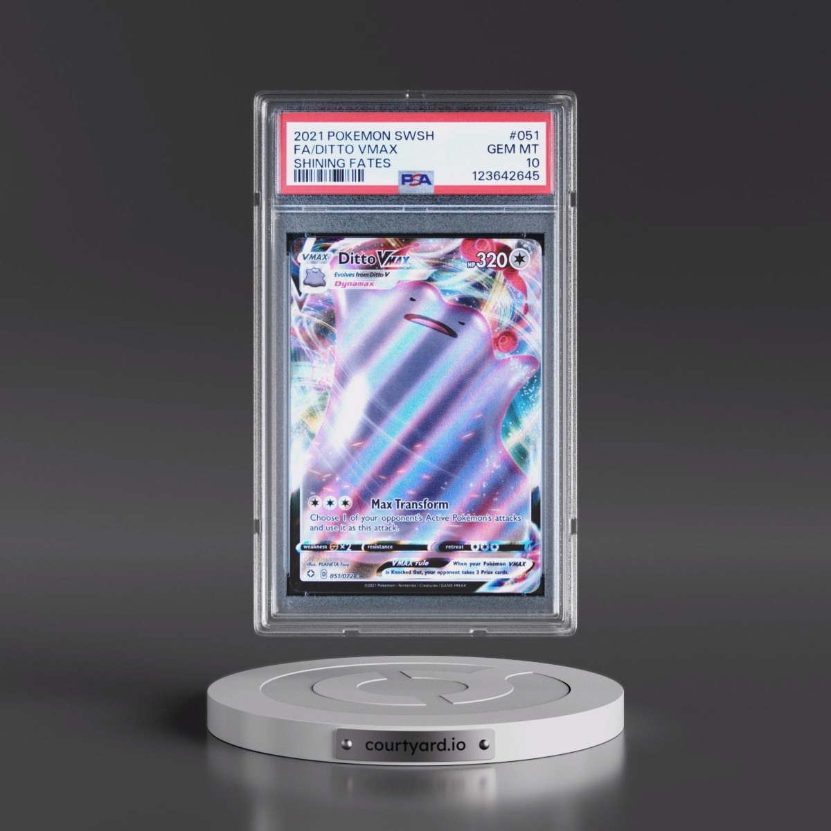 2021 Pokémon Sword & Shield Shining Fates #051 Ditto Vmax - Full Art (PSA 10 GEM MINT)