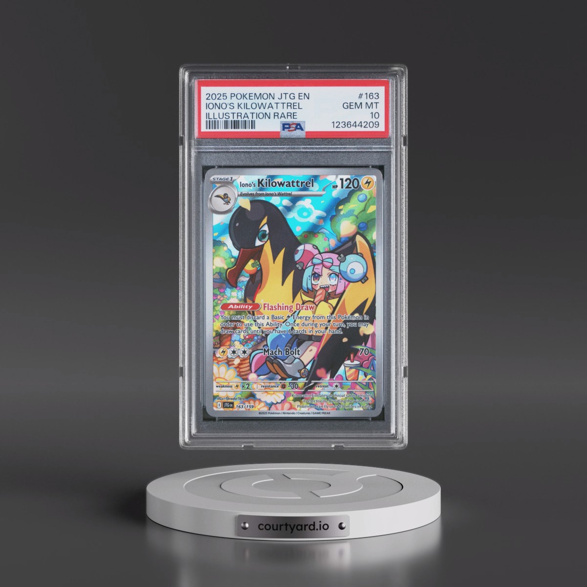 2025 Pokémon Jtg EN-Journey Together #163 Iono's Kilowattrel - Illustration Rare (PSA 10 GEM MINT)