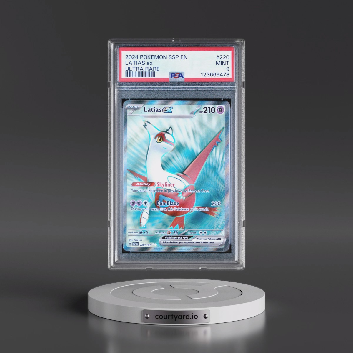 2024 Pokémon Ssp EN-Surging Sparks #220 Latias EX - Holo Ultra Rare (PSA 9 MINT)