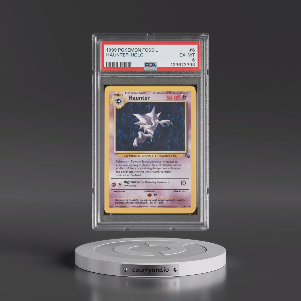 1999 Pokémon Fossil #6 Haunter - Holo (PSA 6 EX-MT)