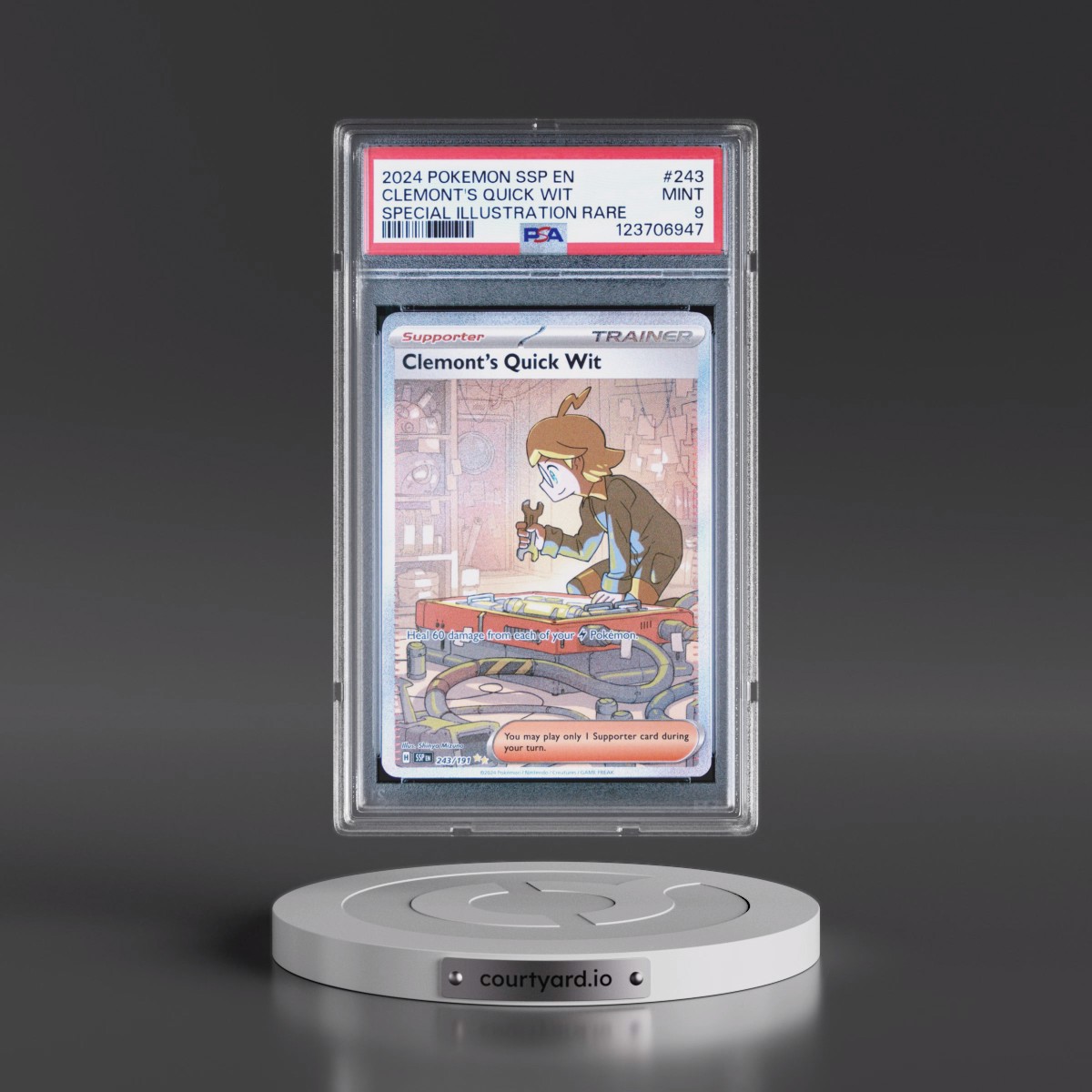 2024 Pokémon Ssp EN-Surging Sparks #243 Clemont's Quick Wit - Special Illustration Rare (PSA 9 MINT)