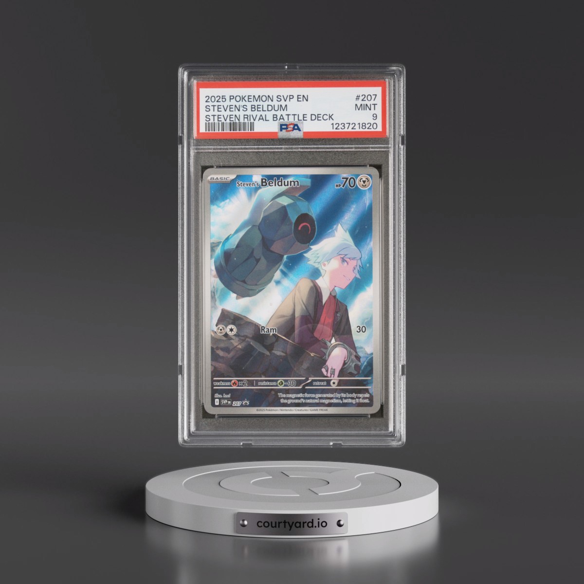 2025 Pokémon Svp EN-SV Black Star Promo #207 Steven's Beldum - Steven Rival Battle Deck (PSA 9 MINT)