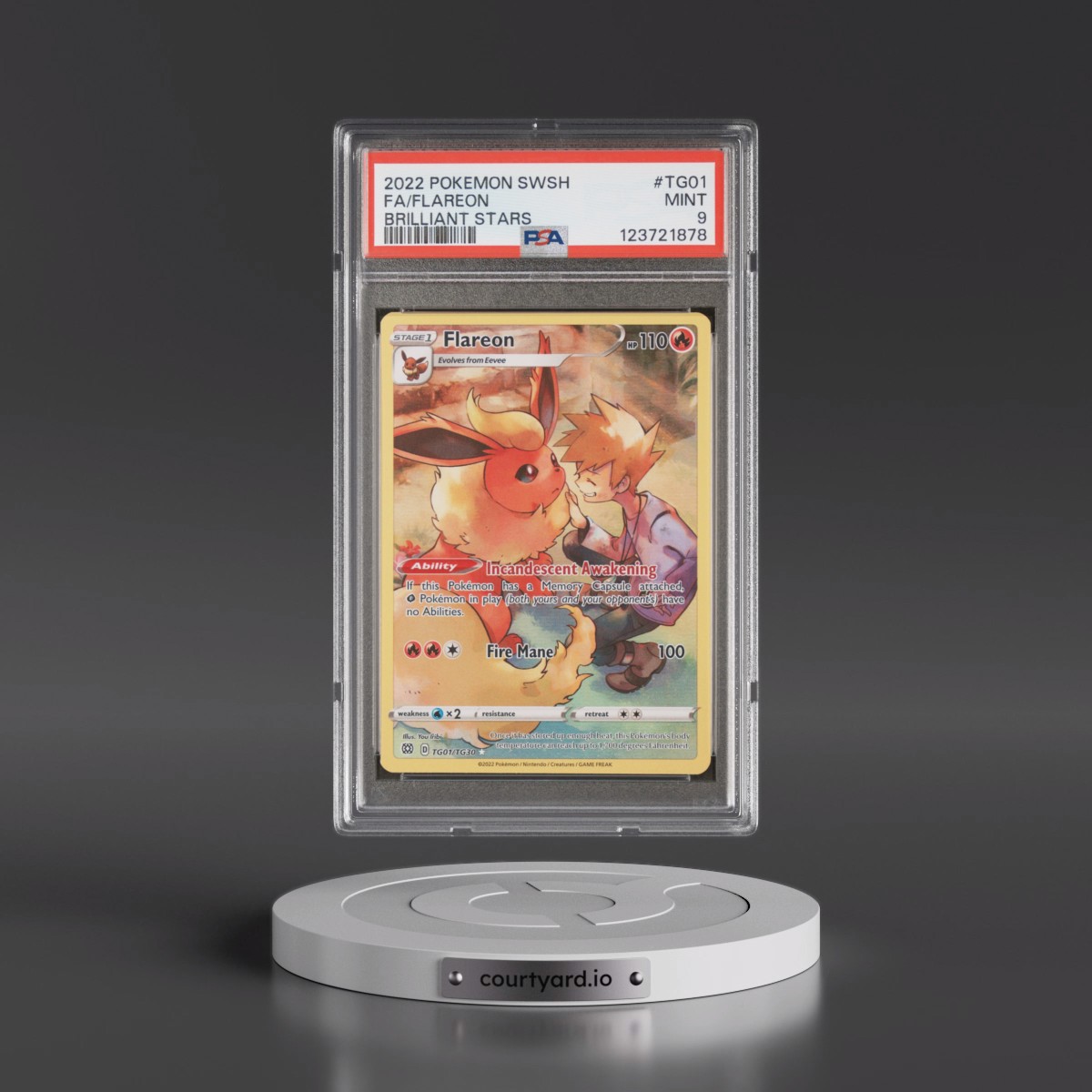 2022 Pokémon Sword & Shield Brilliant Stars #TG01 Flareon - Full Art (PSA 9 MINT)
