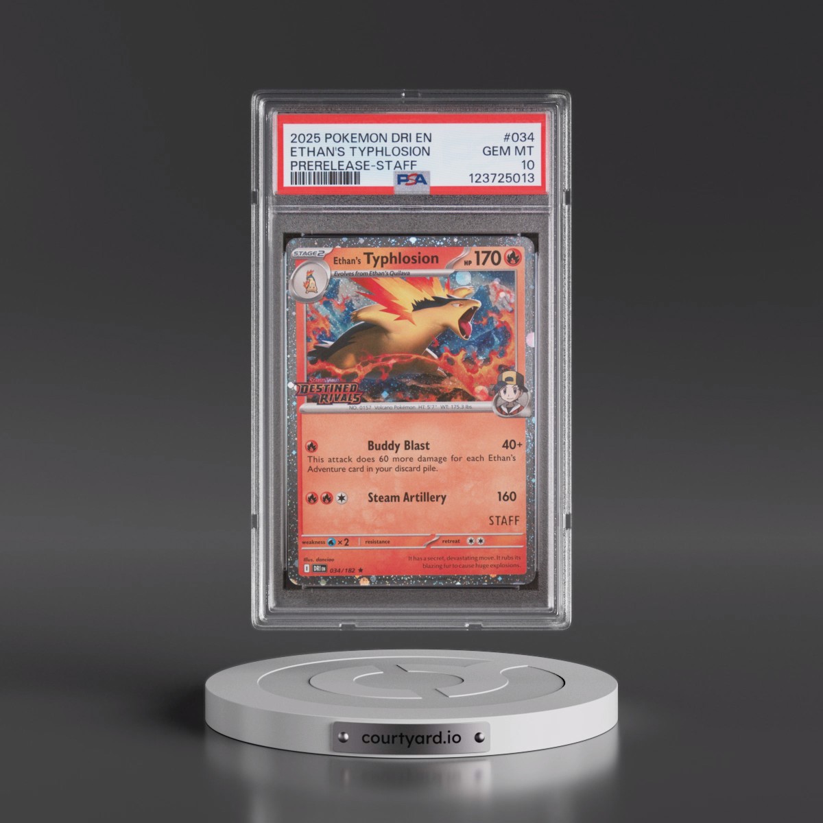 2025 Pokémon Dri EN-Destined Rivals #034 Ethan's Typhlosion - Prerelease-Staff (PSA 10 GEM MINT)