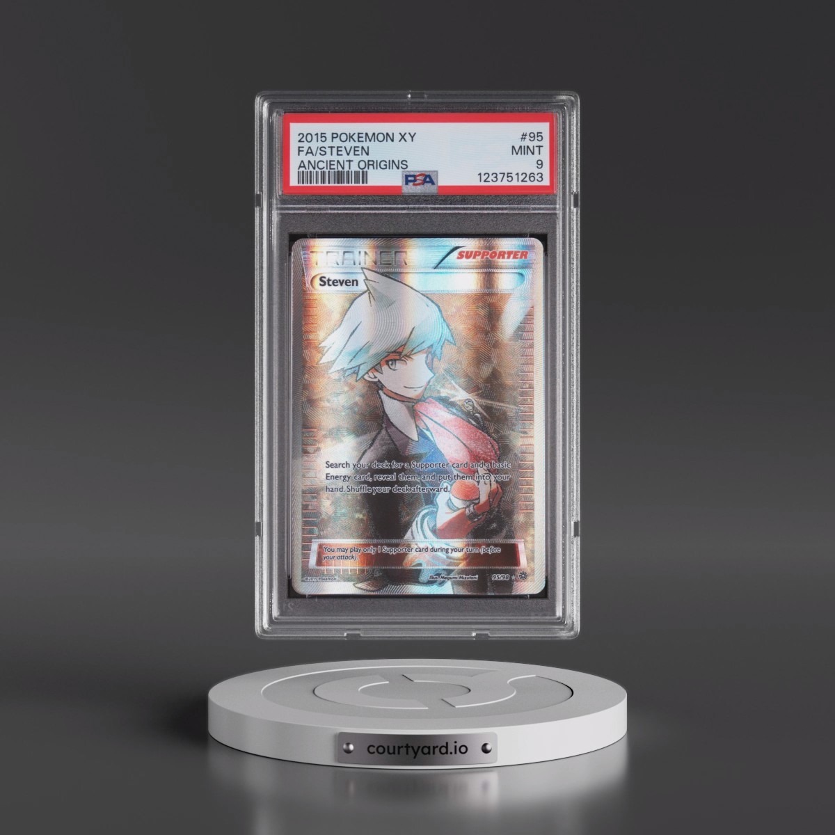 2015 Pokémon XY Ancient Origins #95 Steven - Full Art (PSA 9 MINT)