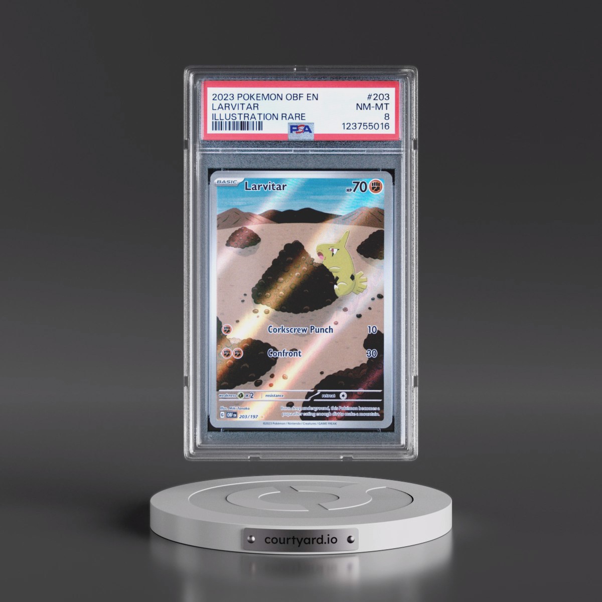 2023 Pokémon Obf EN-Obsidian Flames #203 Larvitar - Illustration Rare (PSA 8 NM-MT)