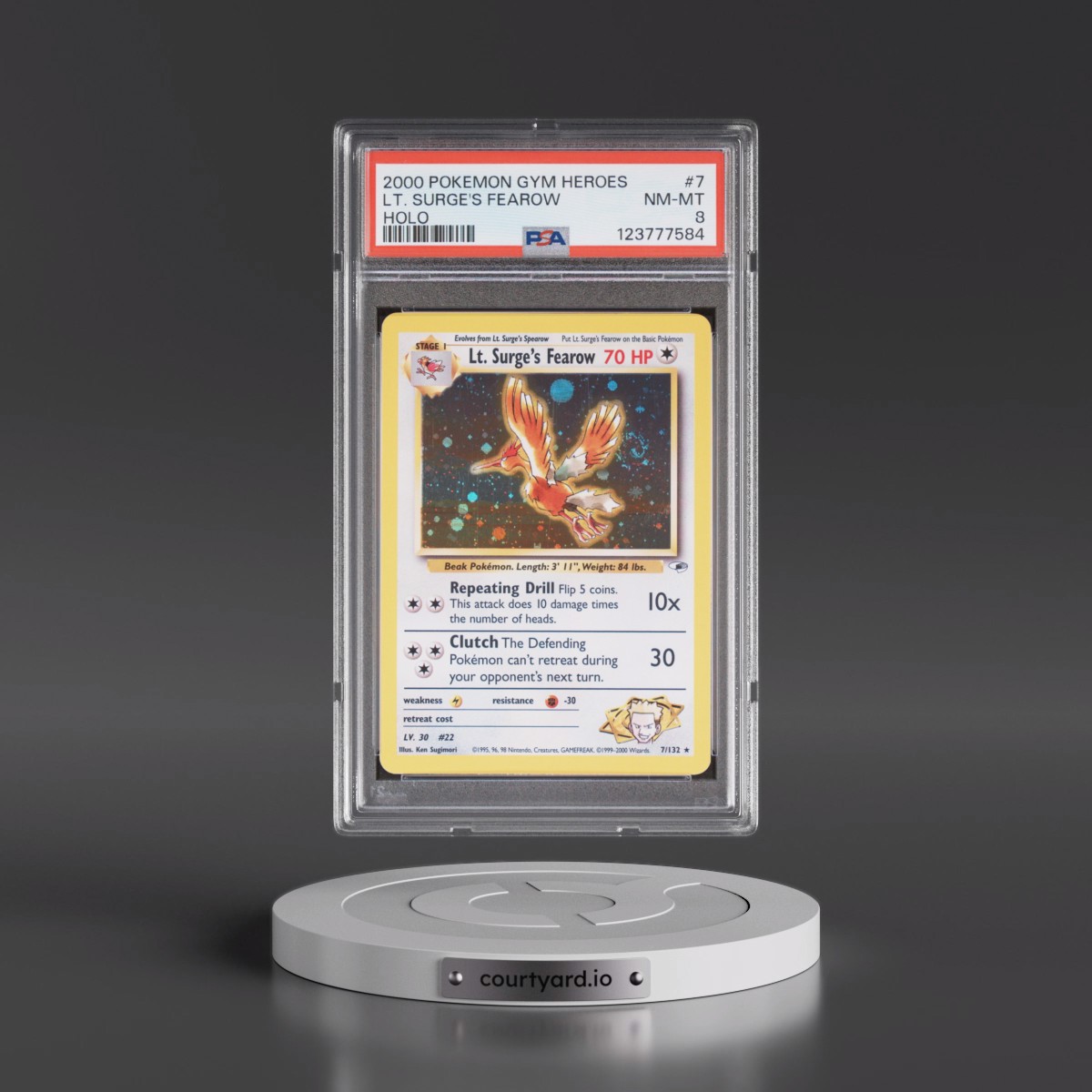 2000 Pokémon Gym Heroes #7 LT. Surge's Fearow - Holo (PSA 8 NM-MT)