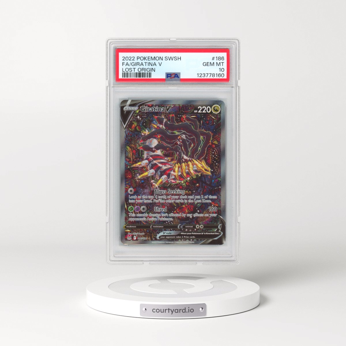 2022 Pokémon Sword & Shield Lost Origin #186 Giratina V - Holo Full Art (PSA 10 GEM MINT)